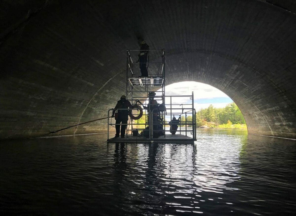 Scaffold dock in the water