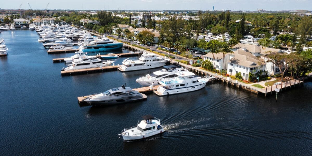 Residential Boat Docks with boats driving away