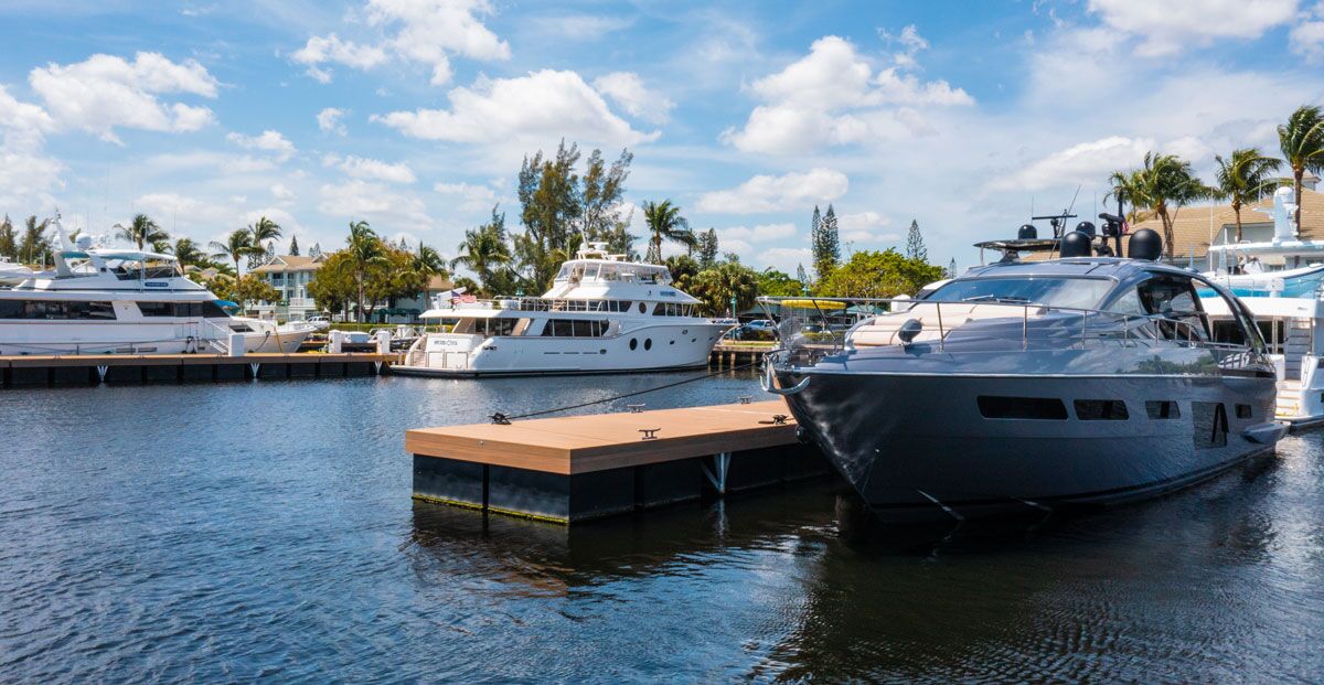 Yachts and boats docked at a popular Florida Marina.