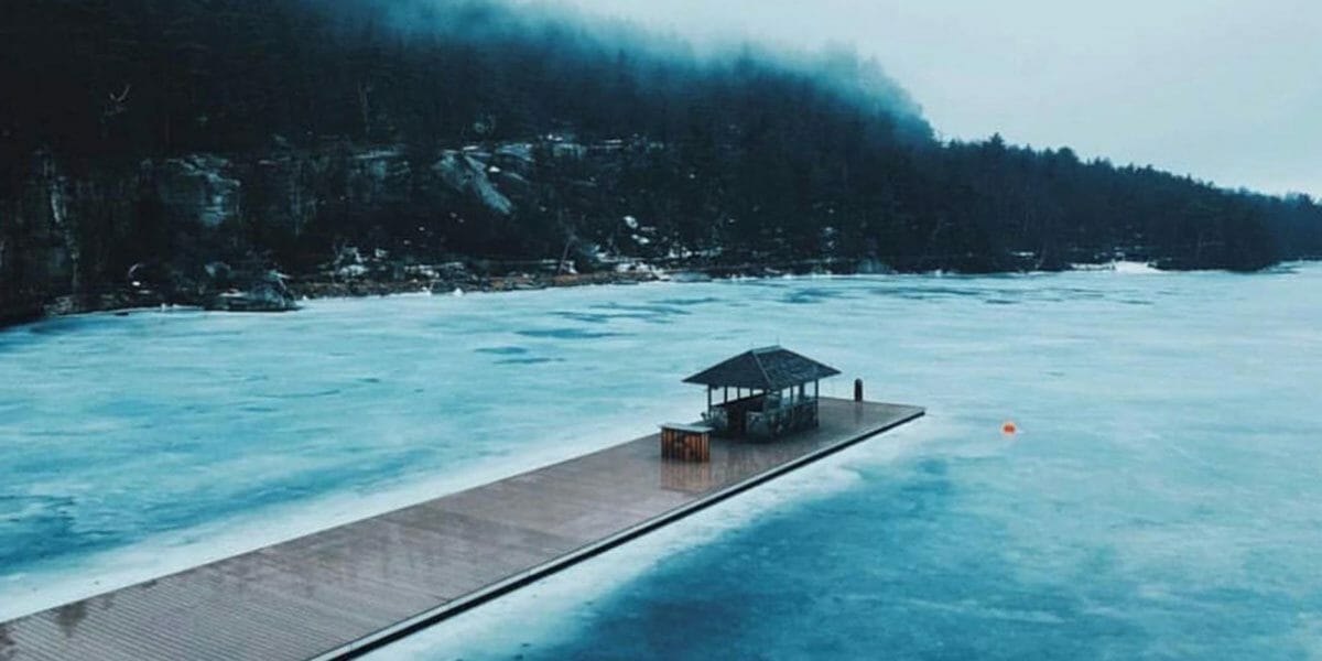 Leisure Dock over an icy lake