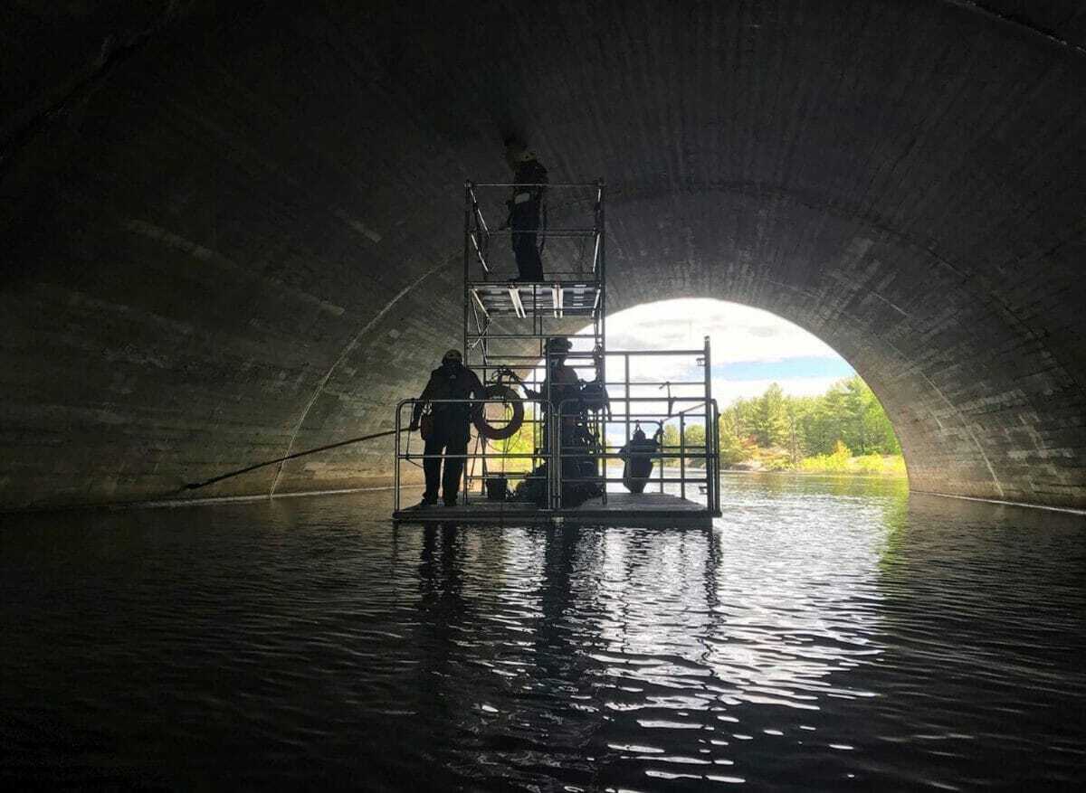 Scaffold dock in the water