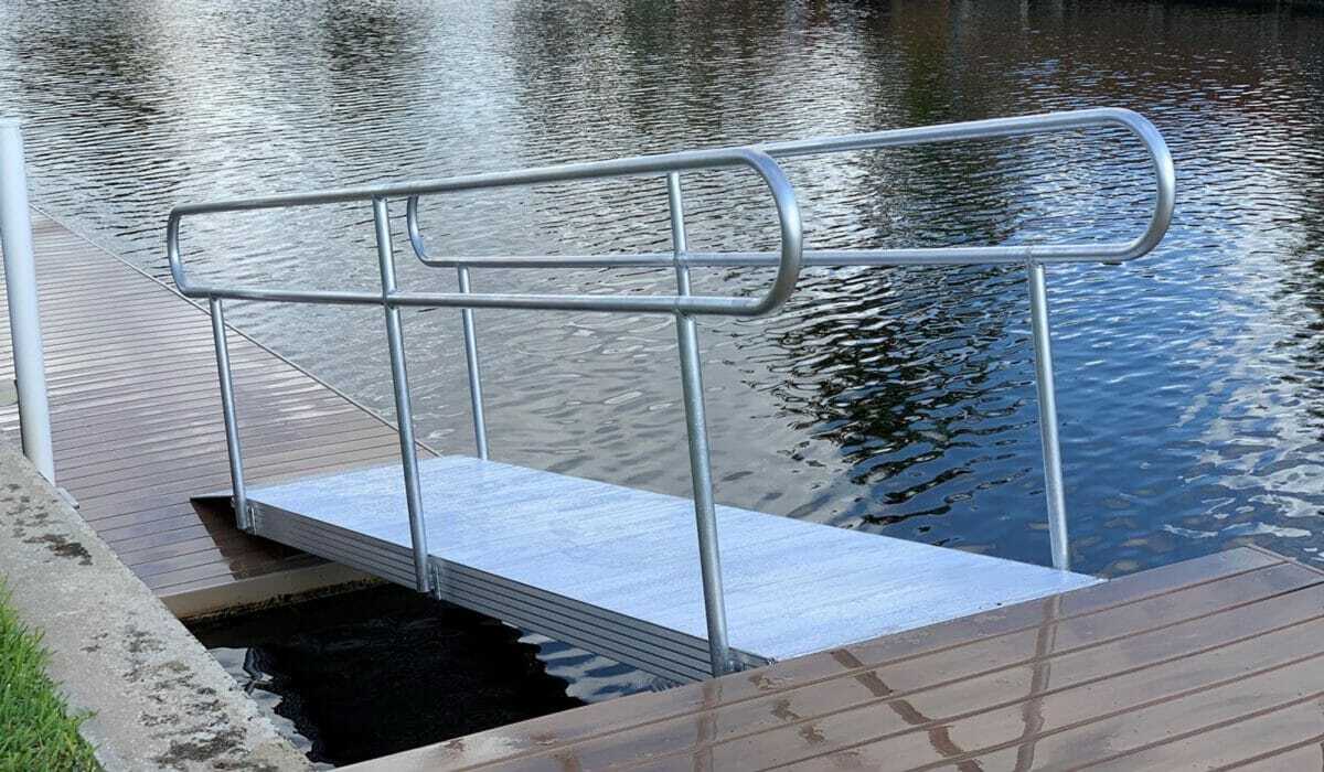 aluminum dock ramps in lake