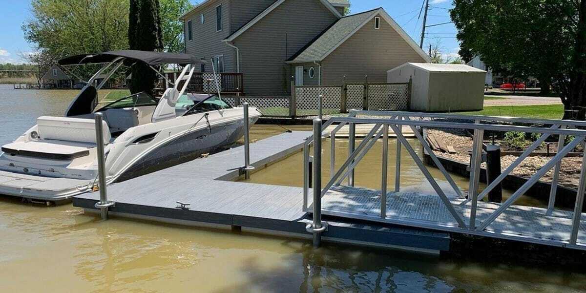 Residential Boat Docks on a lake behind someones home
